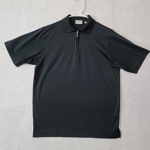 Zanetti Made In Italy Quarter Zip Polo Shirt Mens Size Small Short Sleeve Black